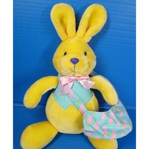 Vintage 1992 Avon Yellow Easter Bunny Rabbit Purple Nose w/Basket  14" Tall